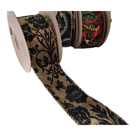 New Christmas Ribbon Wire Edge 2" Wide - Set of 3 - Total of 19 Yards - Picture 5 of 7